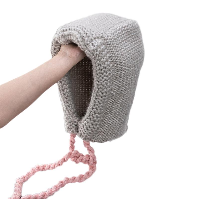 South Korea Balaclava hat, ear protection, warm knitted hat, neck protection, cold protection, thick wool twist lanyard hat, Lei Feng hat