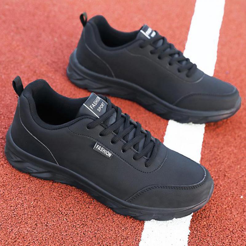 Autumn Leather Sneakers Black Casual Shoes For Men Winter Sneakers Men Waterproof Sneakers Lightweight Non-slip Sports Shoes