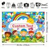 Custom Text Kids Backdrop, Colorful Cartoon Back To School Party Background