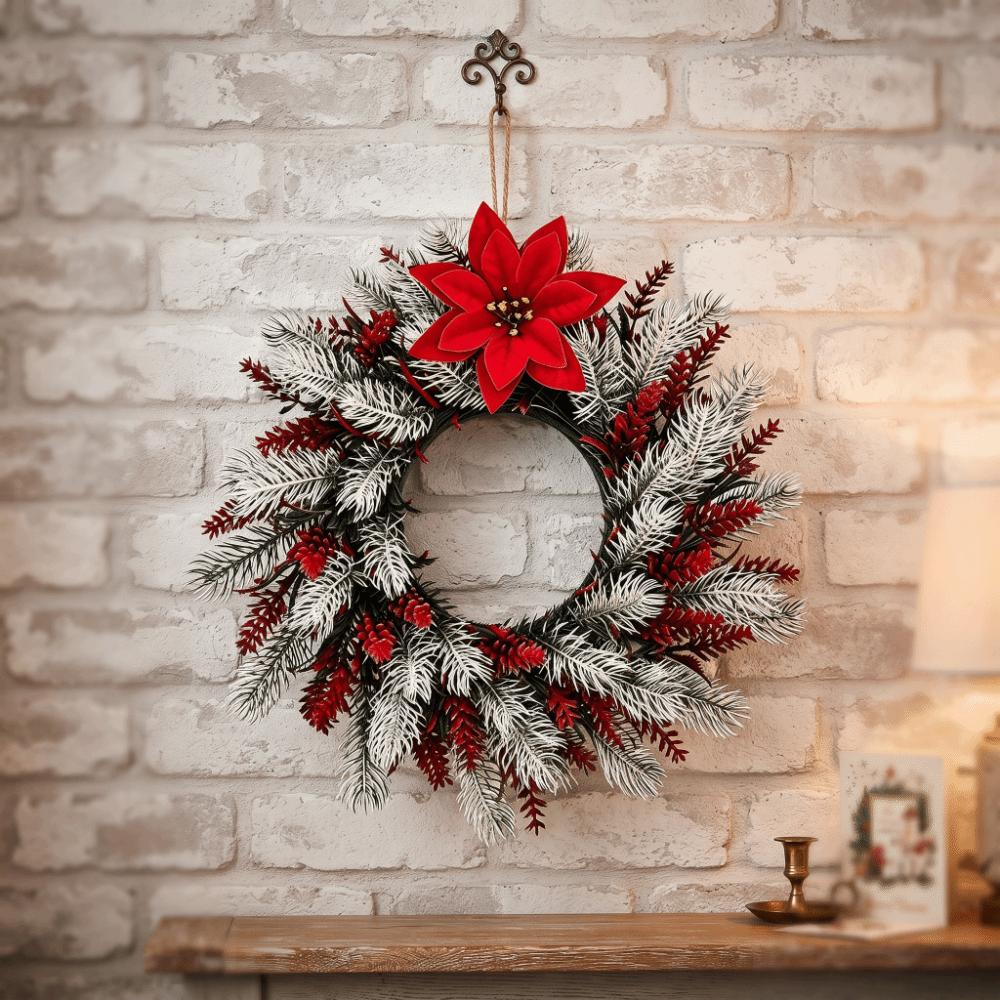 Red Berries Christmas Wreath Pinecones Xmas Ornament Christmas Decorations Window Hanging