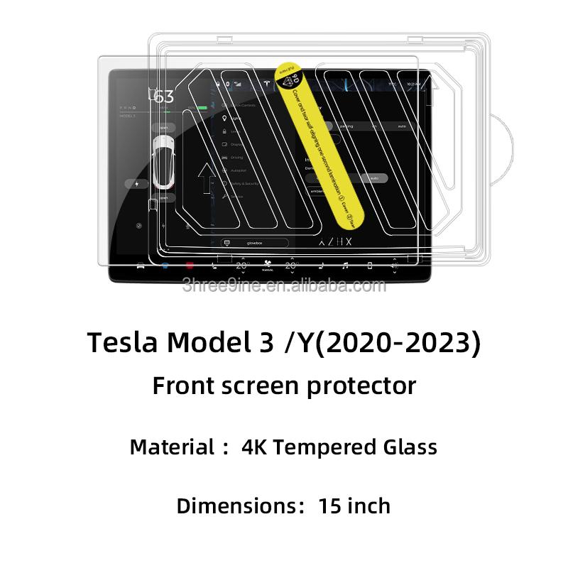 9H Hardness HD  Easy Installation Tempered Glass  Car Screen Protector  for Tesla Model Y/Model 3 Car 2024 Accessories