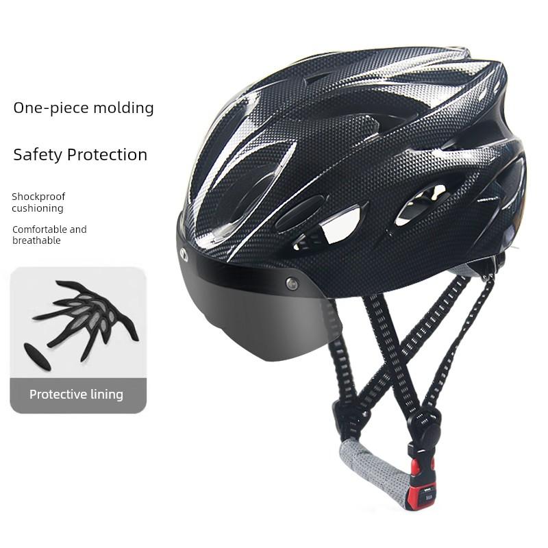 Bicycle Riding Helmet, Color-Changing Magnetic Goggles, Adult Men's and Women's Mountain Bike, Road Bike Safety Helmet, Takeaway Helmet