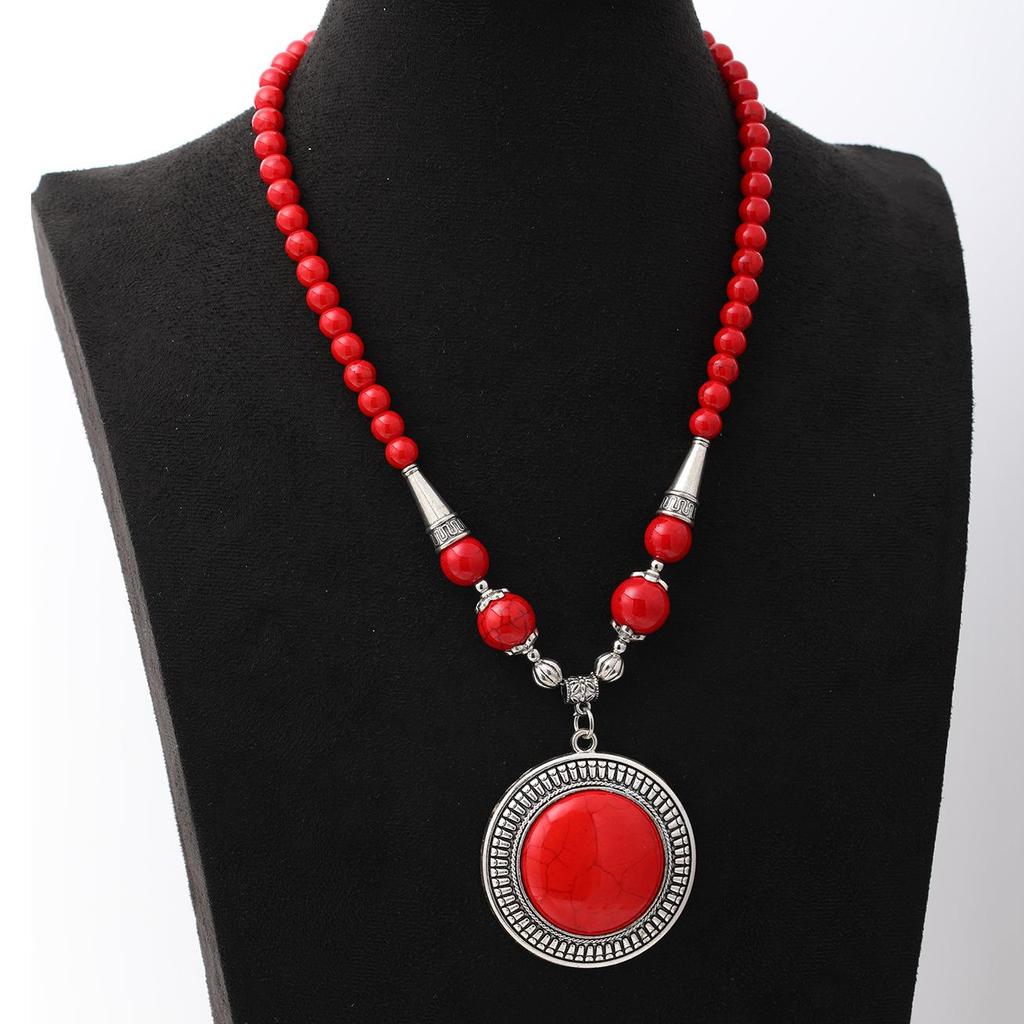 Classic Retro Turquoise Bohemian Ethnic Style Women's Beaded Necklace