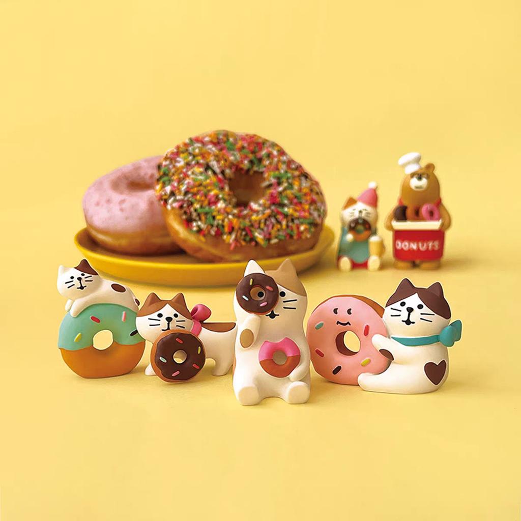 1pc Japanese Cat Grocery ZAKKA Donut Bread Food Fun INS Baking Coffee Shop Themed Decoration Furniture Ornaments Collection Toy