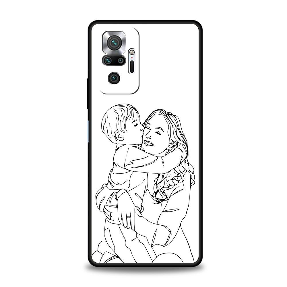 Phone Case For Xiaomi Redmi Note 13 12 5G 9S 9 8 10 11 Pro 9T 13C 12C 10C 9C 9A 7 Pro Soft Silicone Cover Baby Girl Mom Family
