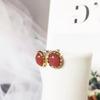 Red Gemstone Minimalist Retro Earrings - Elegant & Versatile Silver Studs