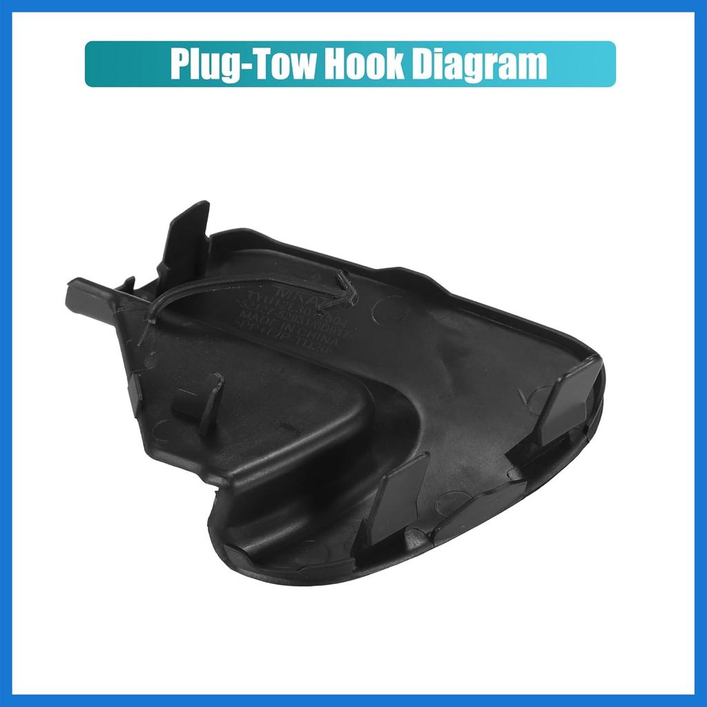 Unpainted Front Right Bumper Tow Hook Cover for Toyota Yaris 2012-2014 Front Bumper Tow Hook Eye Cap No.52127-52931/52127-0D917 Black Auto