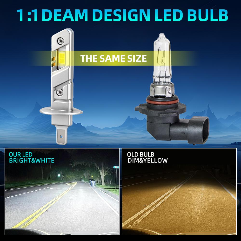 H1 Mini LED Headlight Bulb Wireless 120W 3570 CSP for Car Headlamp Auto Diode Lamps Led 12V 6500K