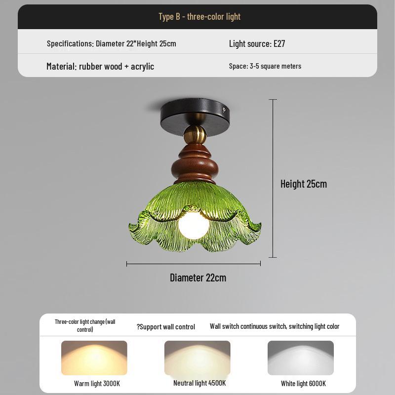 

Mid-Century Full Spectrum Ceiling Light for Entryway, Walk-in Closet, Balcony, Hallway, and Corridor. Without Bulb