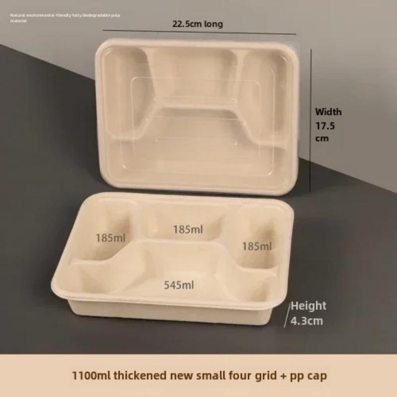 Caja de embalaje desechable para entrega dividida, 10 unidades, gran capacidad, papel de cuadrícula múltiple, cajas para el almuerzo, respetuosas con el medio ambiente, para microondas