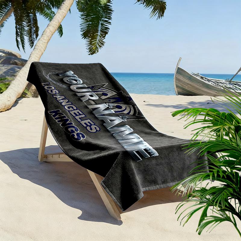 Custom Name,Los Angeles Kings Print Beach Towel, Large Soft Quick Dry Towel for Beach Camping Swimming