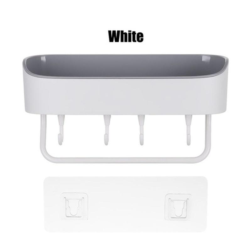 

1 шт. Стеллаж для хранения в ванной комнате, Многофункциональный настенный стеллаж для хранения без сверления, Держатель для туалетного полотенца и умывальника WHITE