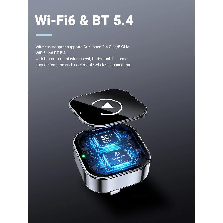 NEW 2in1 Mini Wireless CarPlay and Android Auto Adapter 5GHz WiFi, Type-C/USB Plug and Play Smart Box for Car Accessories Dongle