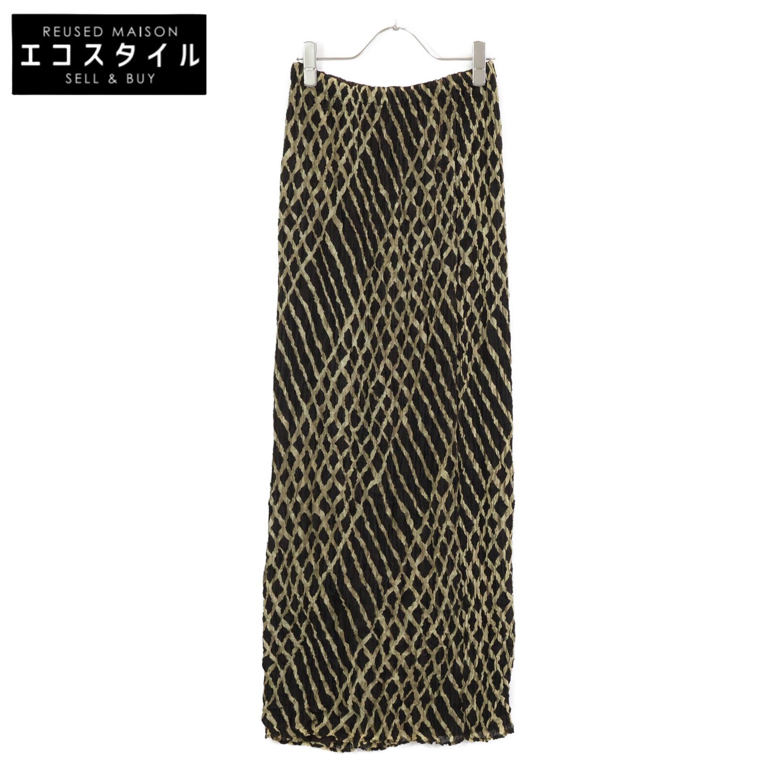 

ISSEY MIYAKE Beige Black Wrinkled Pleated Reversible Skirt skirt Not written Beige blackUsed