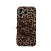 Leopard Print Bow Phone Case, Brown, Compatible with iPhone 17 Pro Max, 15 Pro, 16 Pro, and 14 Pro.