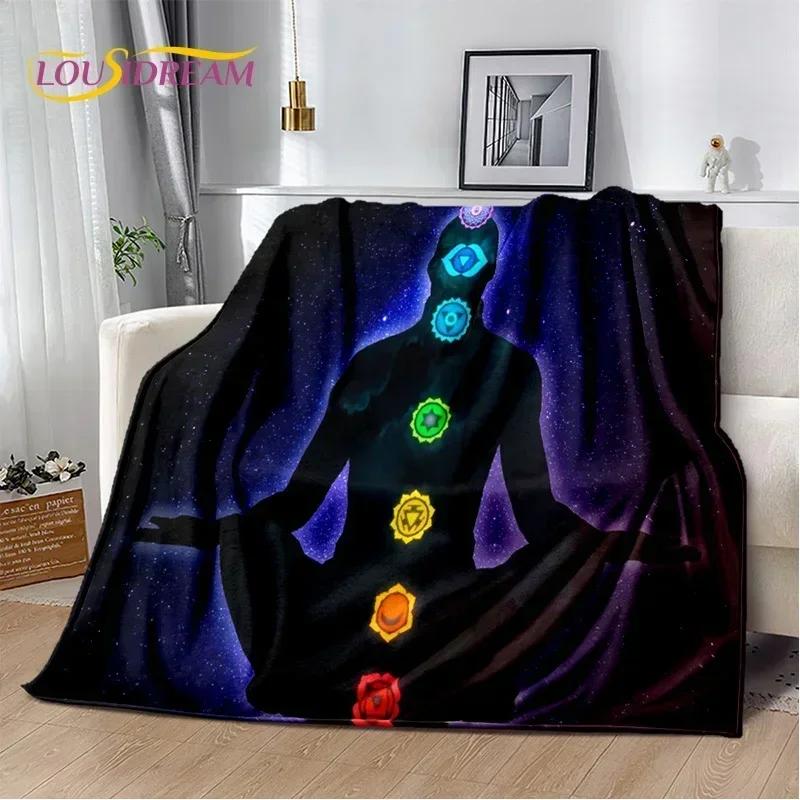 Naturalize Yoga Zen Meditation Rainbow 7 Chakra Blanket,Flannel Throw Blanket for Home Bedroom Bed Sofa Picnic Hiking Cover Kids