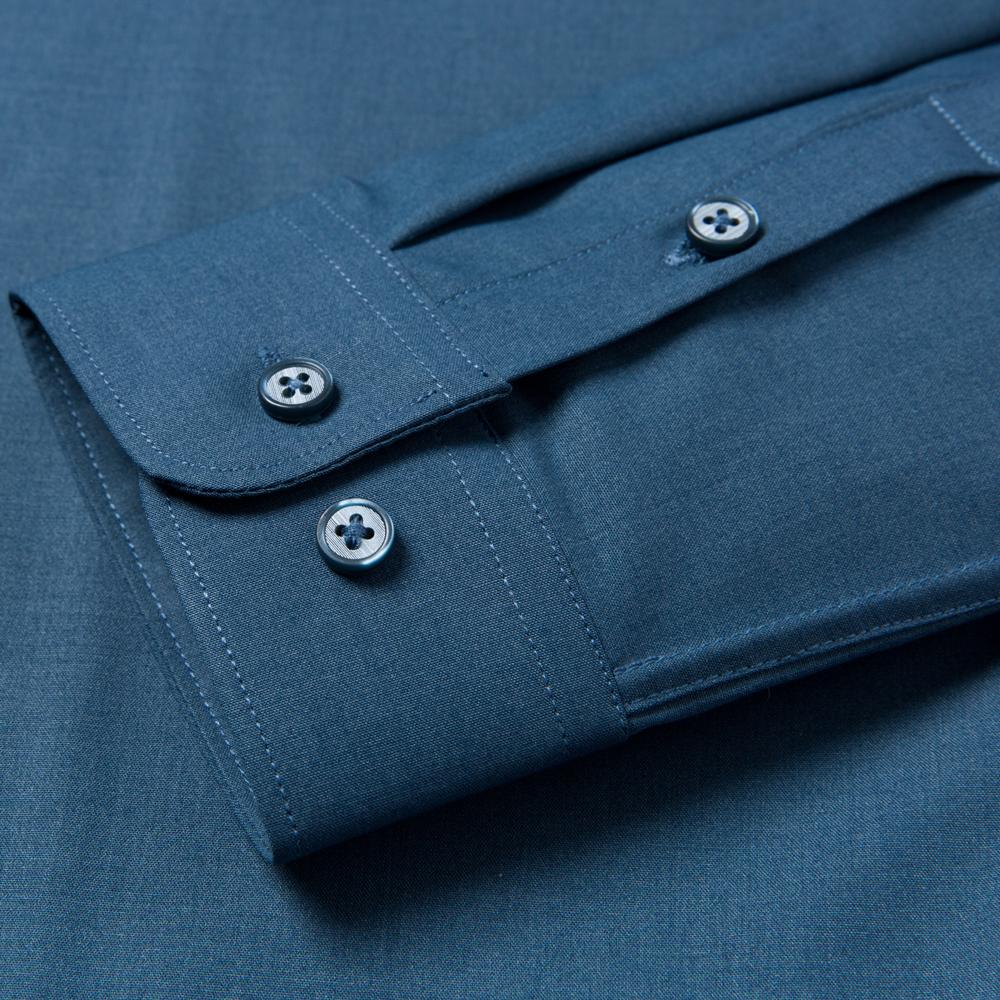 Luxury Designer Stretch Menswear Clothing Business Regular Fit Wrinkle-Free Soild Long Sleeve Button-up Shirts without Pocket