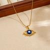 Gold Plated Stainless Steel Evil Eye Enamel Pendant Necklace for Women