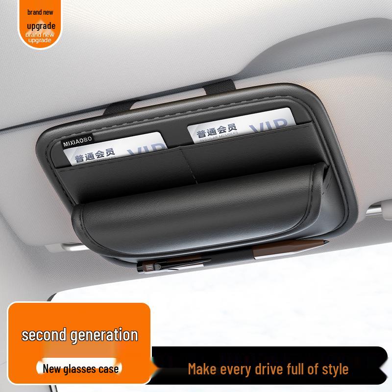 Multi-Functional Car Sun Visor Organizer: Glasses Case, Card Holder, Ticket Clip