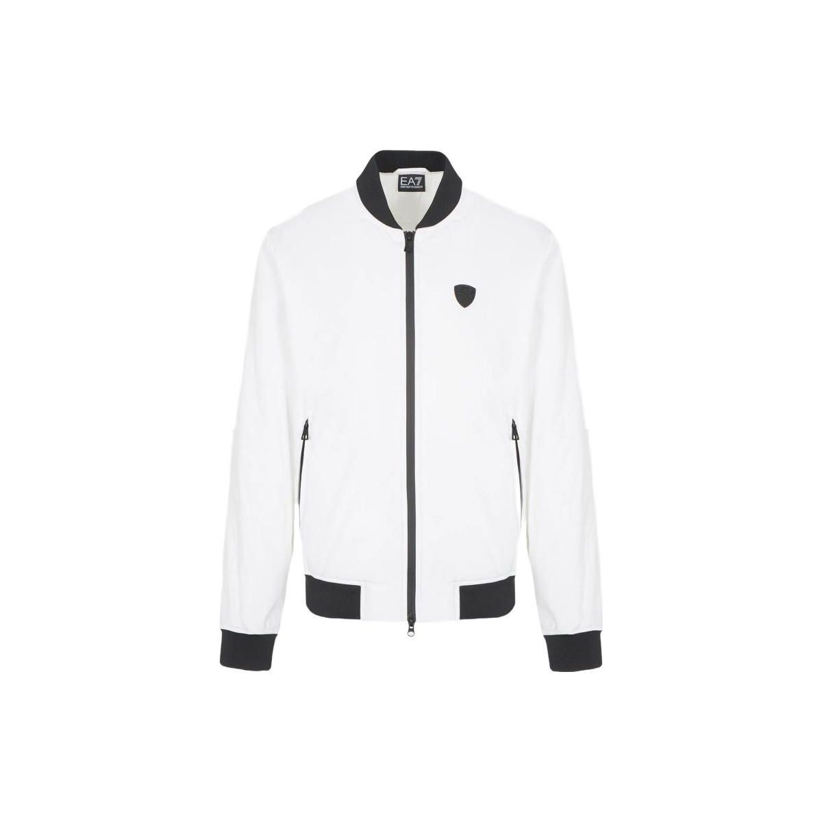 Emporio Armani EA7 Color Block Zip Long Sleeve Jacket Men jackets White 8NPB10-PN7LZ-1100 M