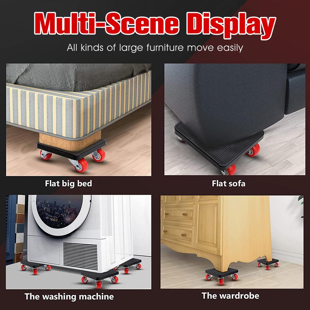 330 Lbs Furniture Moving Truck Set 360 Degree Rotating Heavy Duty Furniture Lift Roller Set with Wheel Rod Removal Lift