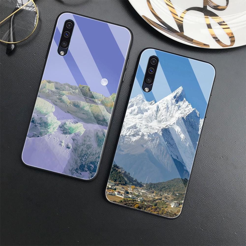 

Чехол с горным пейзажем для Samsung Galaxy A52 A71 A72 A70 A73 A53 A13 5g A03 A22 A21s A03 Core A42, чехол из закаленного стекла Capinha