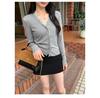 Elegant V-Neck Korean Style Knit Cardigan with Lace Trim for Women, Slimming Autumn Long-Sleeve Top