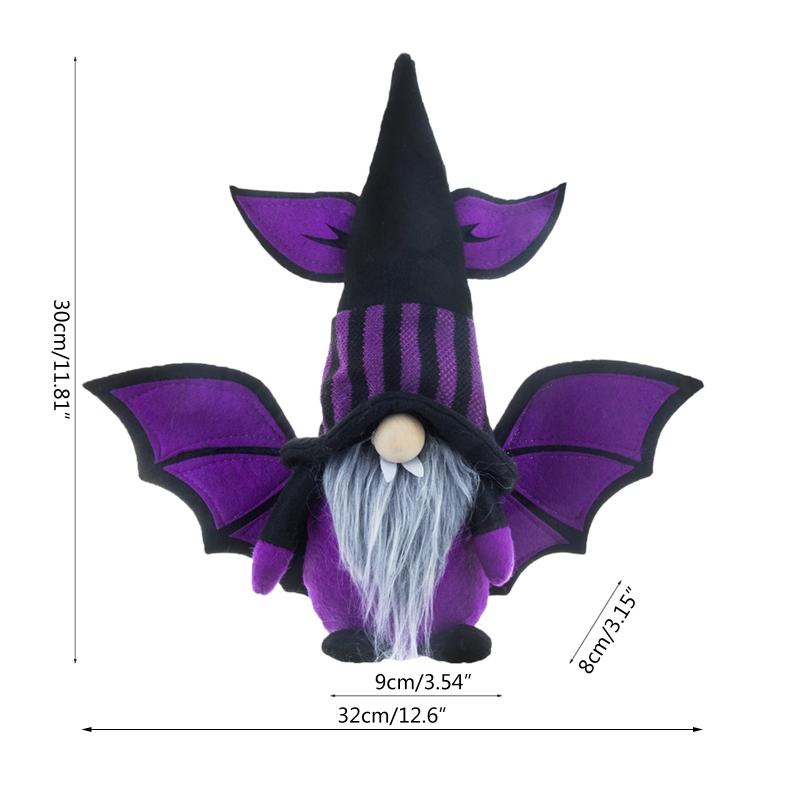 Halloween Gnome with Bat Wing Spiders Hat Plush Ornaments Halloween Table
