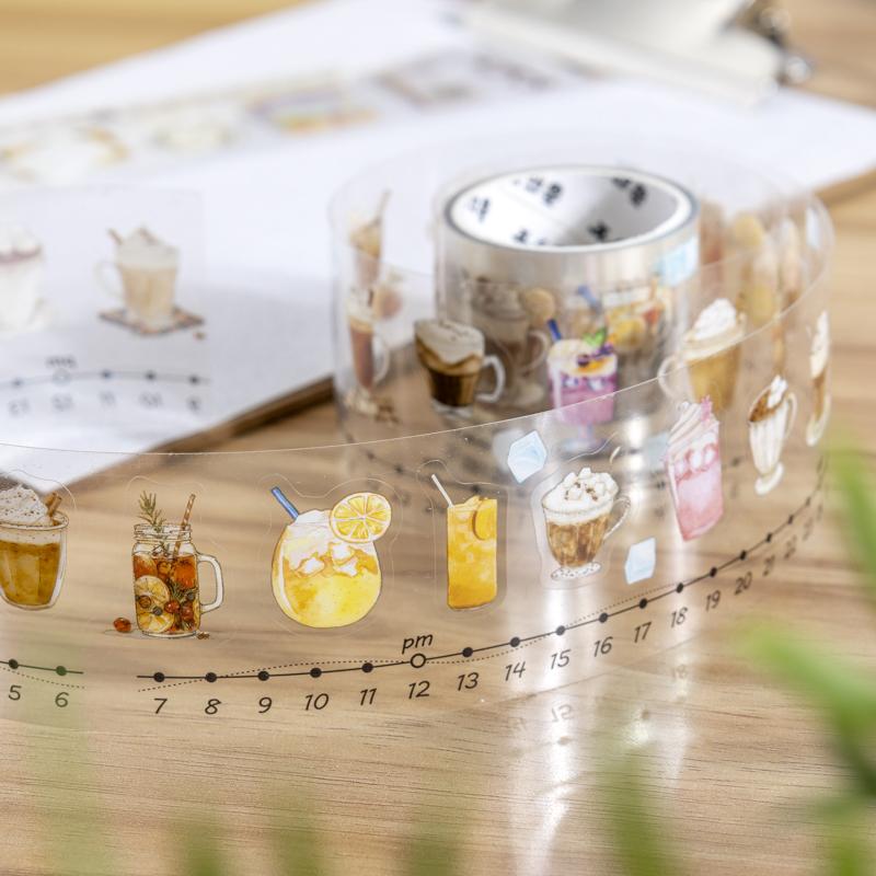 1roll Tape Life Time Series Exquisite PET Tape Decoration Notebook Photo Frame Phone Case Water Cup Stationery Box DIY Stickers