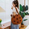 Chocolate Cookie Tote Fluffy Brown Cookie Shoulder Bag Zippered Round Plush Handbag for Women Work Travel Street Date