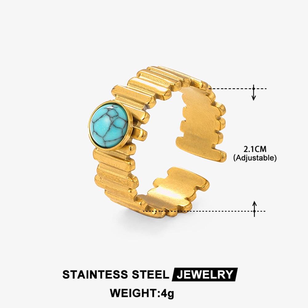 

Adjustable Stainless Steel Bohemian Turquoise Ring - Non-Fading Minimalist Jewelry