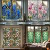 Statische Glasaufkleber Aufkleber, Bunte Blumenstruktur Fensterfolie, UV-Sichtschutzfolie Lichtblockierend Wasserdicht Staubdicht Aufkleber für Heimdekoration Dekoration