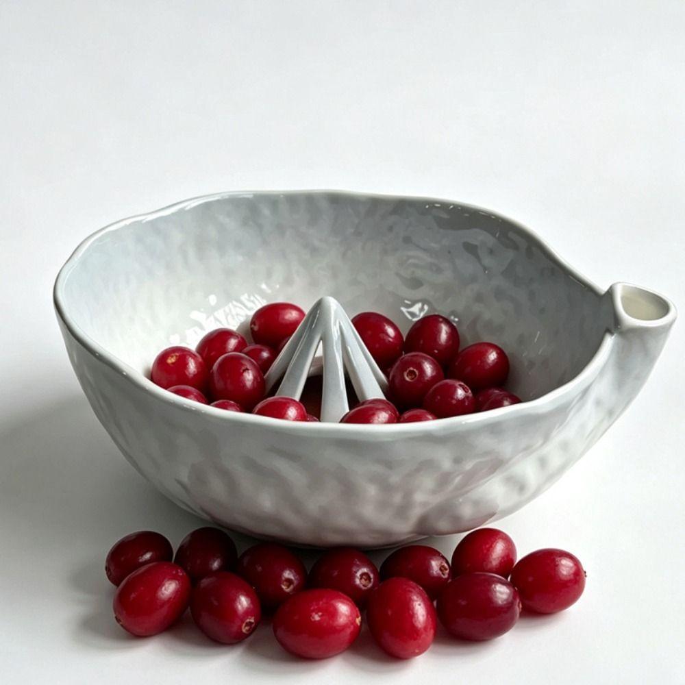 Self Spinning Ceramic Fruit Washer Raised Drainage Hole Self-Rotating Fruit Cleaner Kitchen