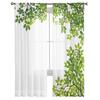 Light Filtering Green Branches Plant Leaves Tulle Curtains Living Room Bedroom Decoration Transparent Chiffon Voile Window Curtain Polyester Washable