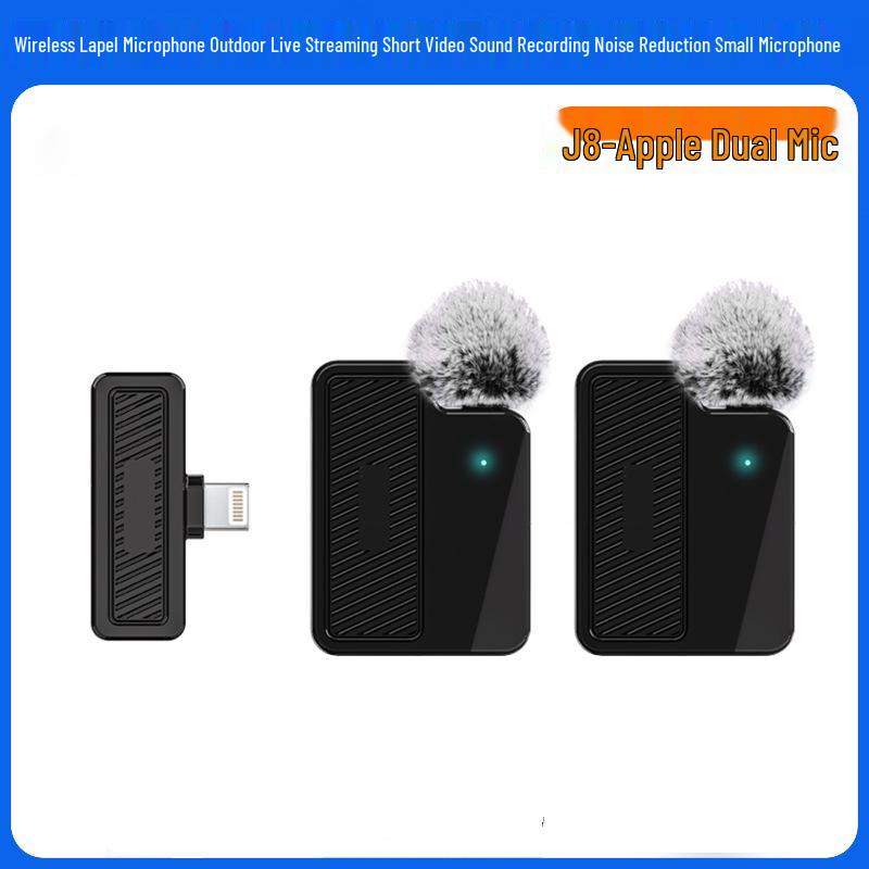 Dual Wireless Lavalier Microphone for Outdoor Live Broadcasts and Video Recording with Noise Reduction