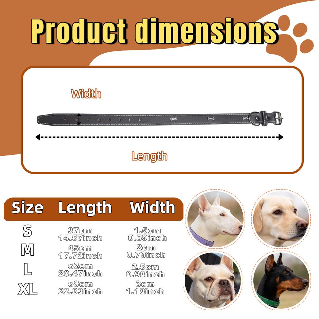 Soft PU Leather Dog Collar  Comfortable Adjustable Pet Neck Collar For Small and Medium Dogs Multi Colors LIU