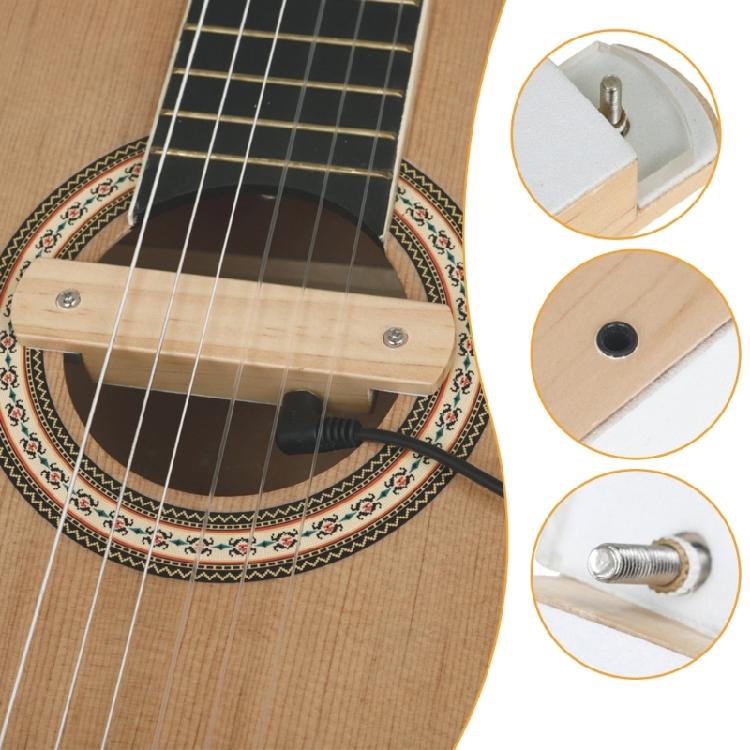 Guitar Bass Pickup Amplifier, Guitar Soundhole Wood Pickups with 6.35mm Jacks