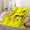 Happy Pikachu  Print Flannel Blanket, High quality Comfortable for All Seasons, Home Decor, Warmth and Comfort