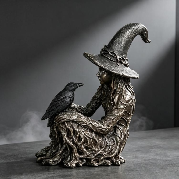 Entry Table Halloween Character Figurine Statue for Shelf Display, Indoor Seasonal Accent with Dark Theme Party Table Event Indoors