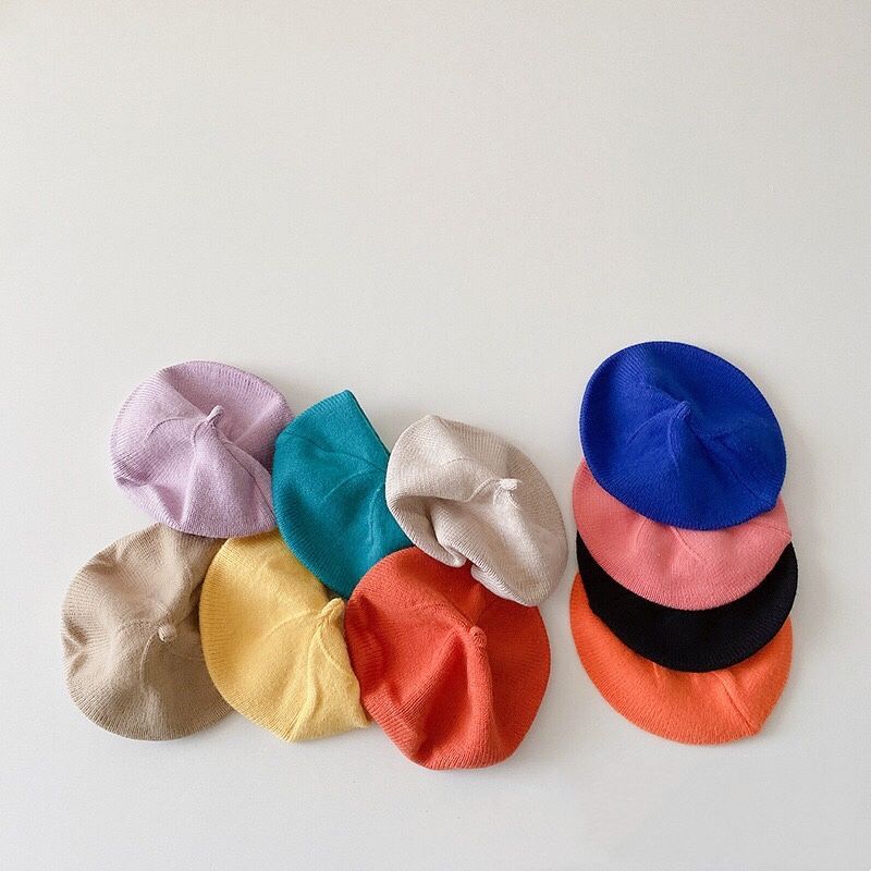 New Autumn Baby Hat Berets for Girls Vintage Soft Knitted Cap Kids Infant Girl Bonnets Beret Hats Boys Painter Hat Accessories
