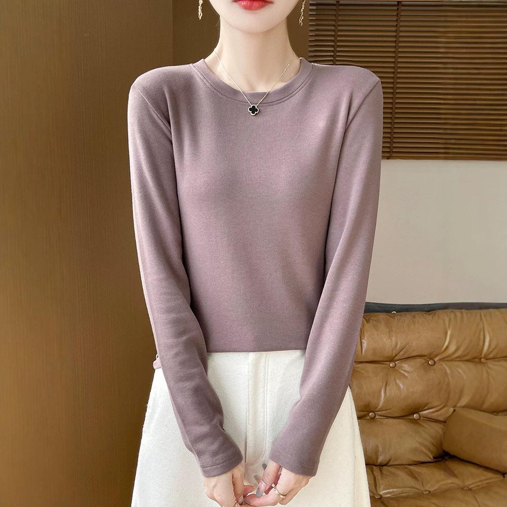 YYFS Women's Fashion Casual Solid Color Print Spring Fall Long Sleeve O-Neck Pullovers & Long Sleeves