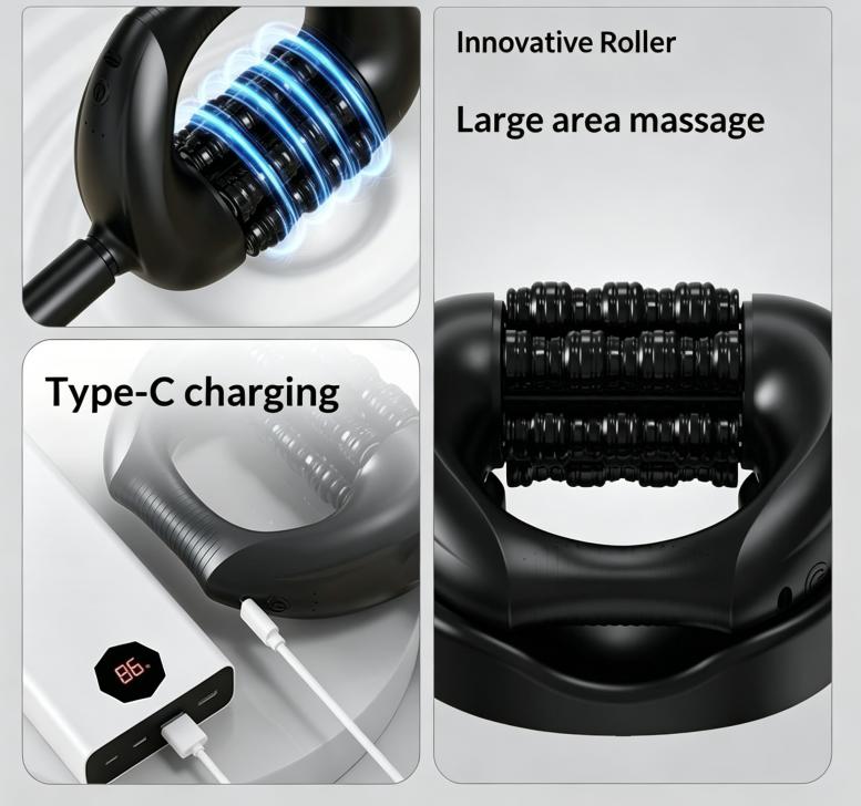 Roller Massager – Full Body Deep Muscle Massage Tool, Type-C Rechargeable, 2000mAh, for Shoulder Back Leg Foot