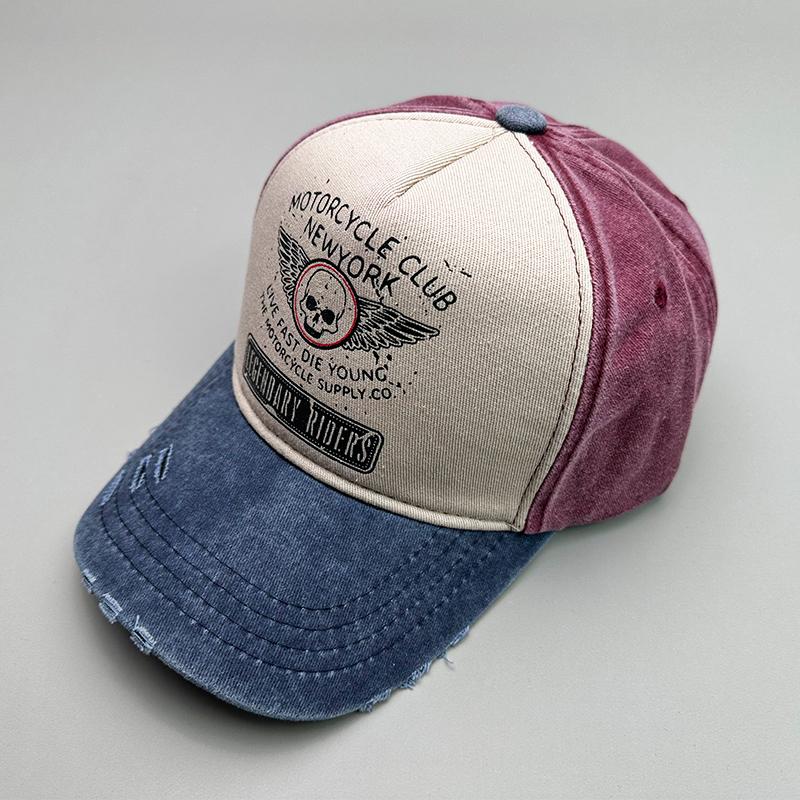 Motorcycle Sunshade Men Women Baseball Hats Cotton American Style Retro Contrasting Colors Fashion Snapback Caps Versatile New