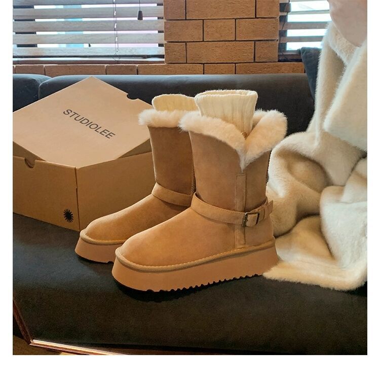 

Новое место виноград мать studiolee толстоподошвенные пушистые плюшевые утолщенные термохлопковые туфли средней длины и длинные зимние сапоги 40