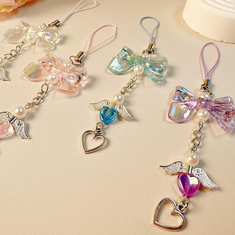 Wings Heart Fringe Phone Lanyard Love Pendant Bowknot Phone Chain  Key  Accessories