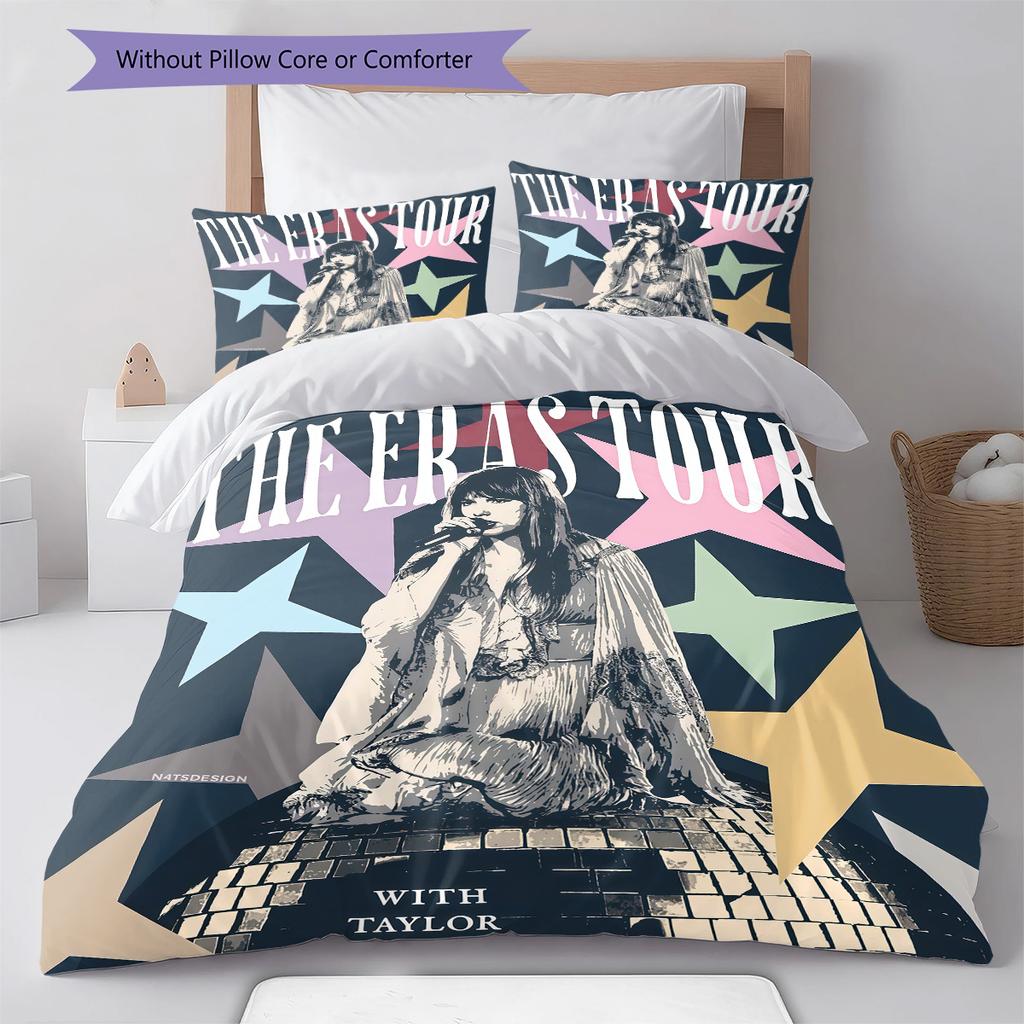 Famous Singer  Pattern Bedding Quilt Set Quilt Cover Pillowcase Home Decoration Birthday Gift (1 * Duvet Cover + 2 * Pillowcase, Without Core)