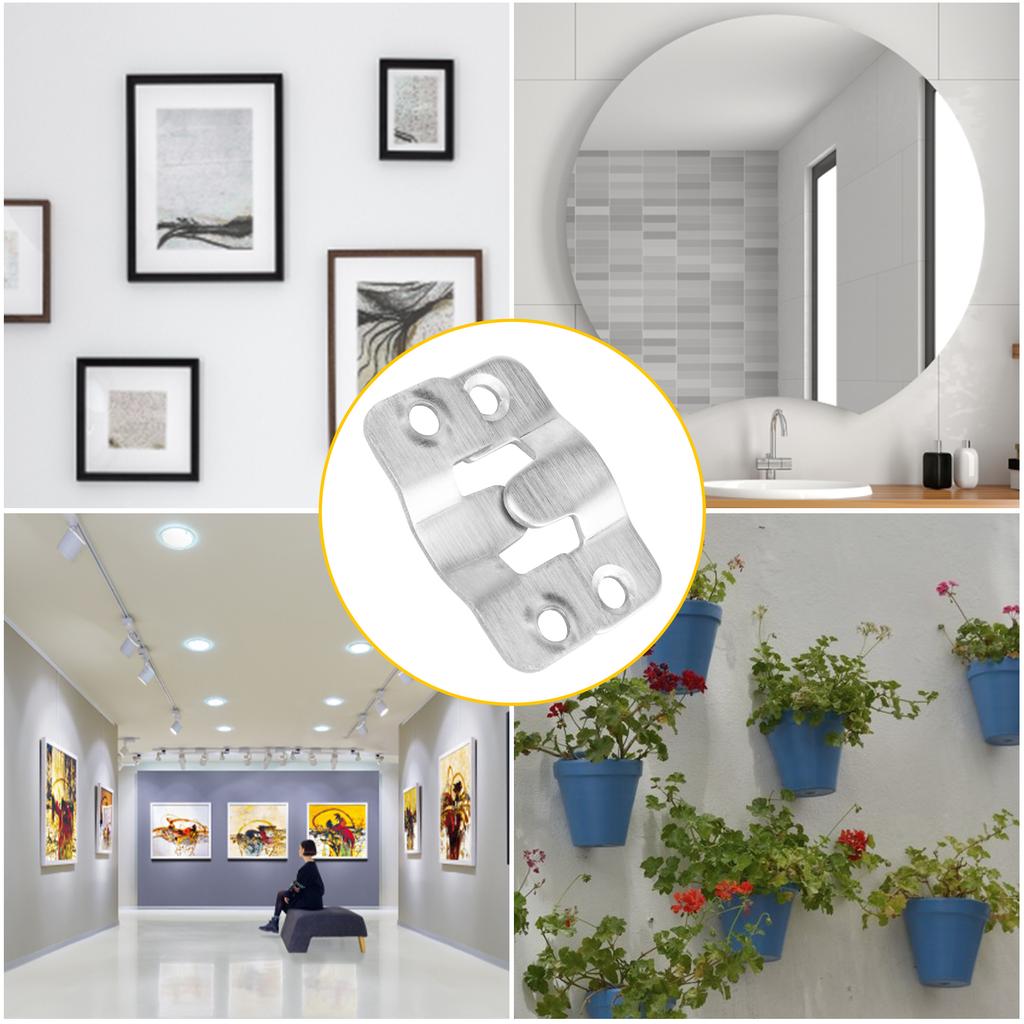 20/30PCS 66lbs Interlock Hanging Buckle Flush Mount Bracket Heavy Duty Picture Frame Hook Display Hooks Stainless Steel