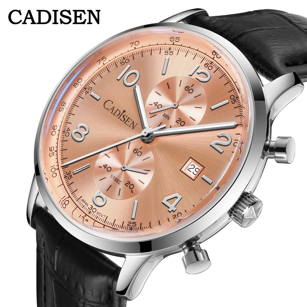 

Мужские кварцевые часы многофункциональные с тремя циферблатами и шестью стрелками, повседневные, деловые, с ремешком из натуральной кожи розового золота