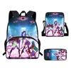 Girls Backpack Primary School Student Backpack Printed Children's Bag Shoulder Bag Pencil Case Three-piece Set
