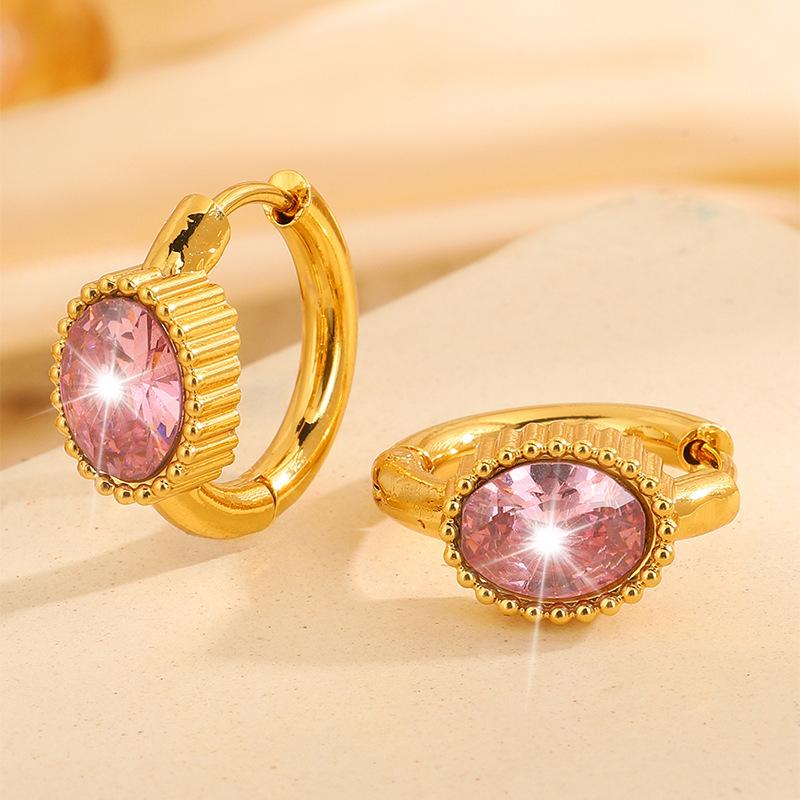Stainless Steel Earrings, Golden Oval-shaped Ladies' Earrings, Unique and Niche-style Accessories